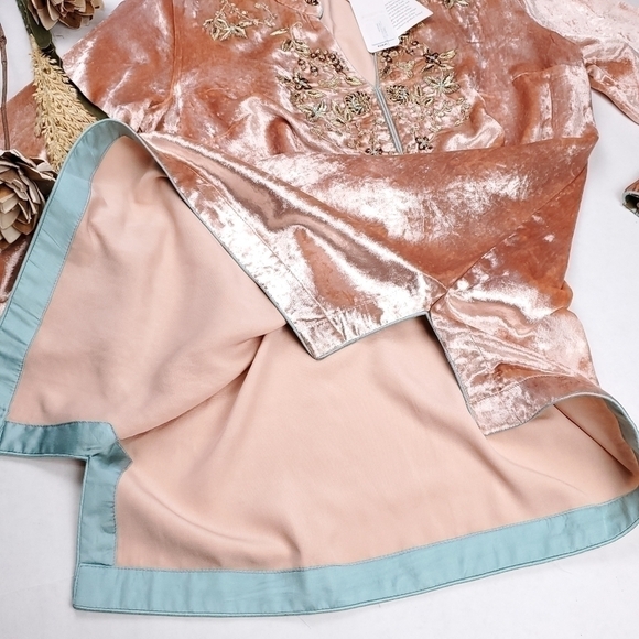 New Soft Surroundings Peach Viscose Blend Velour Boho Dedazzled Camisole Sz S - Picture 10 of 16